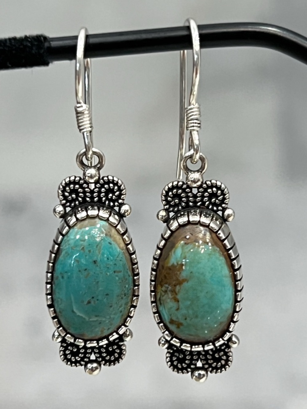 Tahoe Nevada Turquoise Sterling Silver BOHO Dangle Earrings
